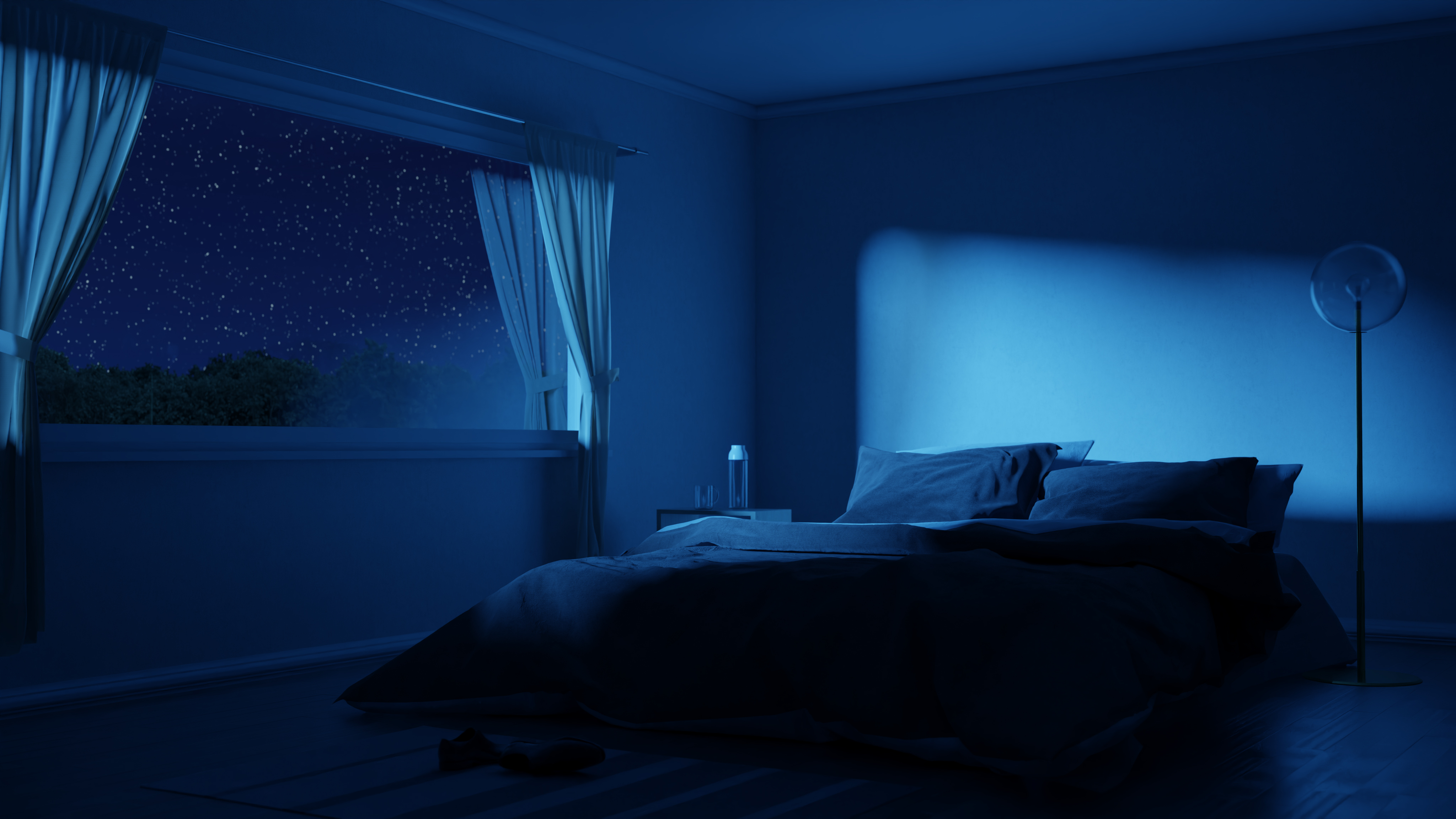 Почему трясет ночью. Кровать ночью. Кровать вид сверху ночь. Кровать у окна ночью. Темный силуэт у кровати.