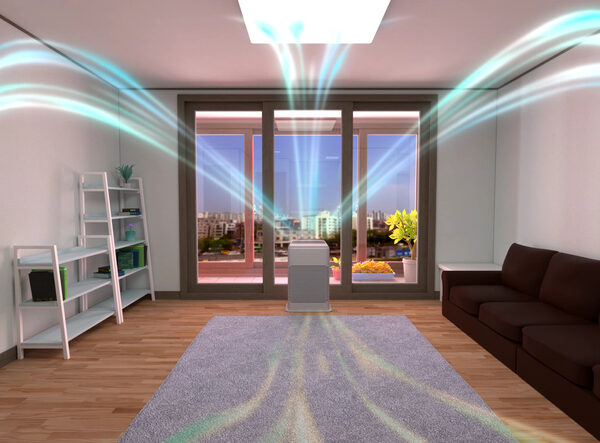 3D rendering of a white air cleaner making indoor air fresher