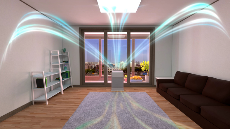 3D rendering of a white air cleaner making indoor air fresher